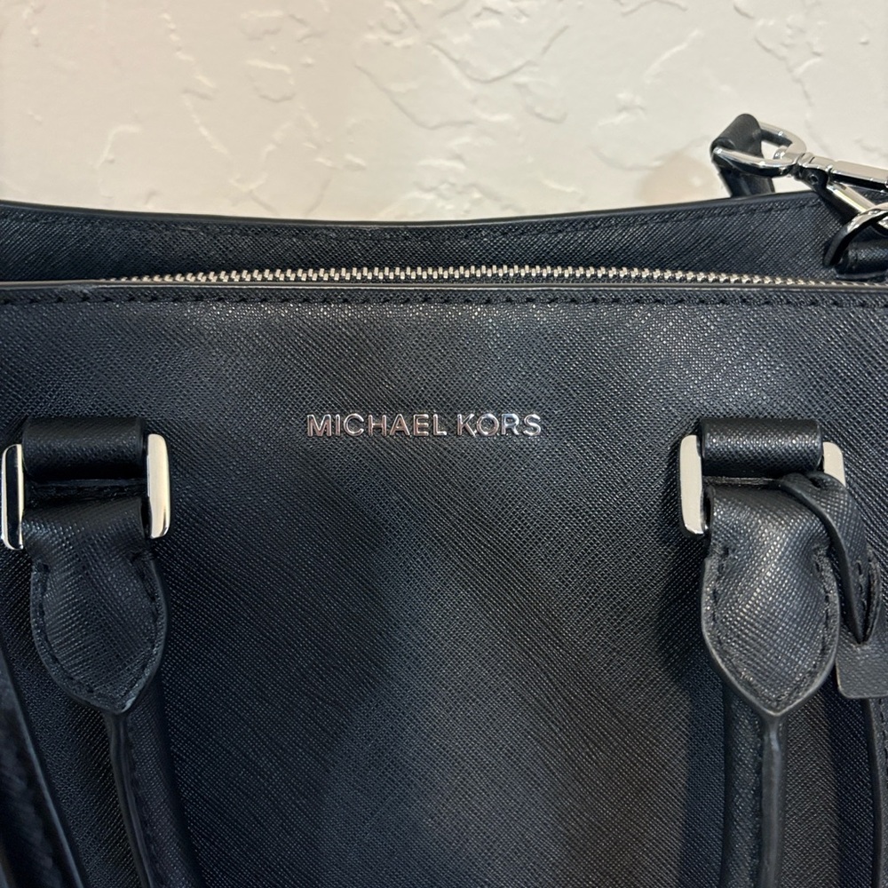 Michael Kors || Savannah saffiano leather satchel crossbody bag || black - Picture 5 of 10